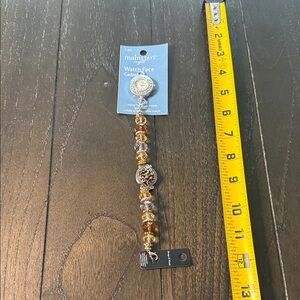 Mainstays Silver and Gold Beaded tiger tail Bracelet with Watch Face